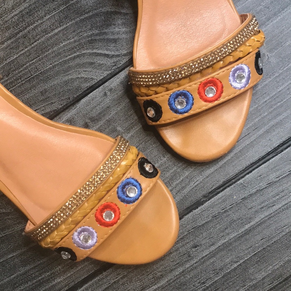 Sparkle Darling Tan Block Kitten Heel Sandal - Picture 2 of 7